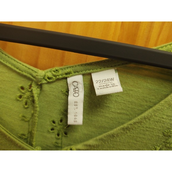 Cato Woman's Top Pullover Flutter Sleeves 2 Ruffle Tiers Blouse Green Size 22/24 - Picture 6 of 9